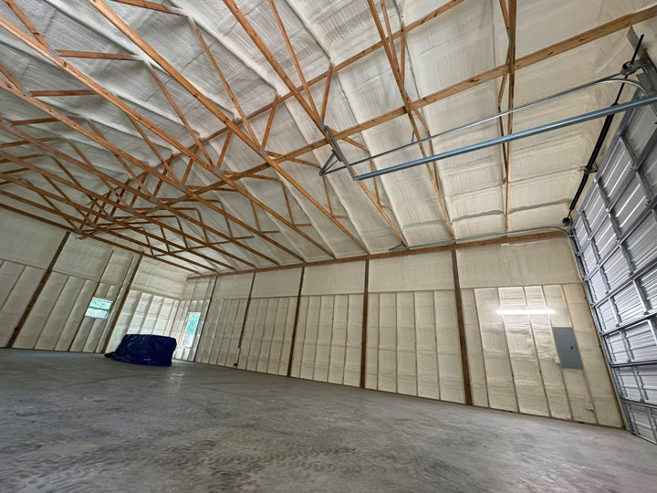 Completed closed cell spray foam insulation commercial building